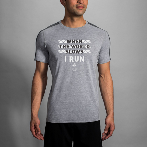 2020 Brooks TCM 10 Mile Distance Short Sleeve - Heather Ash Asphalt (Men's Sizing)