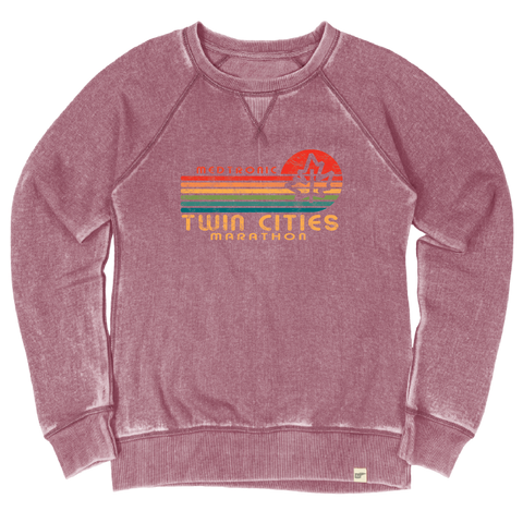 Marathon Burnout Wash Fleece Crew - Cranberry (Women's Sizing)