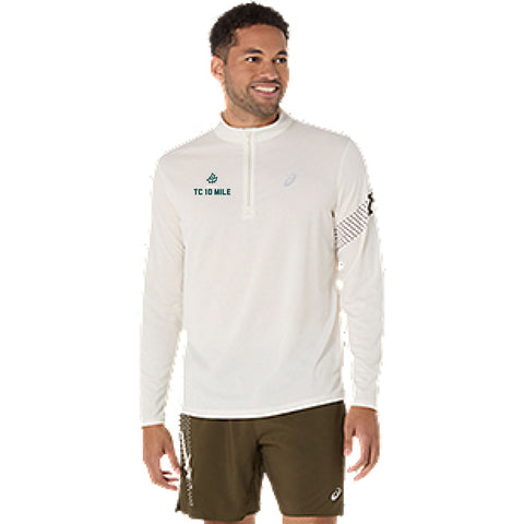10 Mile ASICS Icon 1/2 Zip Long Sleeve Top - Cream (Men's Sizing)