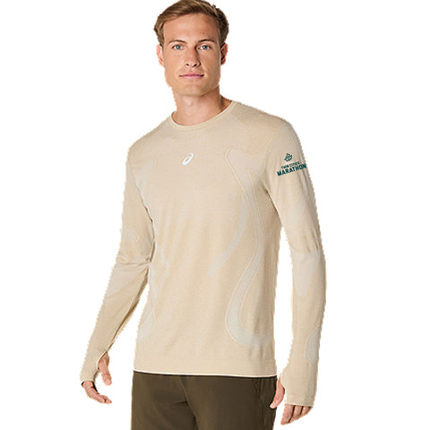 Marathon ASICS Road Seamless LS Top - Cream (Men's Sizing)