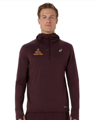 ASICS 2026 Marathon Road Winter LS Hoodie - Men's (Dark Currant)