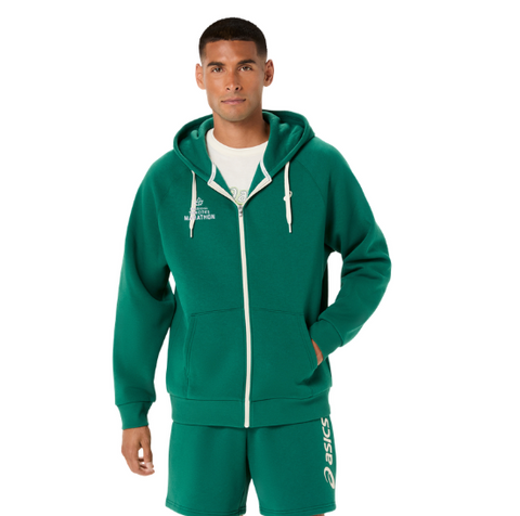 ASICS 2026 Marathon Fleece Full Zip Hoodie - Men's (Jewel Green)
