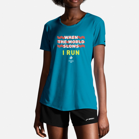2020 Brooks TCM 10 Mile Distance Short Sleeve Tee - Sea (Women's Sizing)